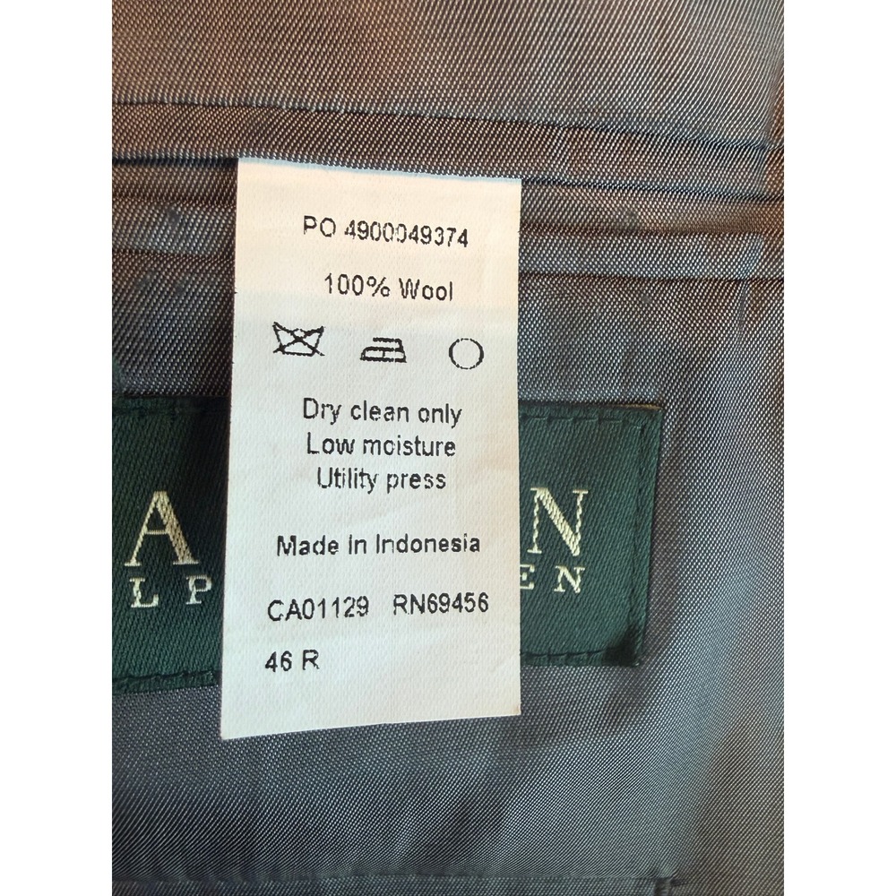 Lauren Ralph Lauren Mens 46R Grey Glen Plaid 100% Wool Suit Pleated Cuffed - Picture 13 of 15